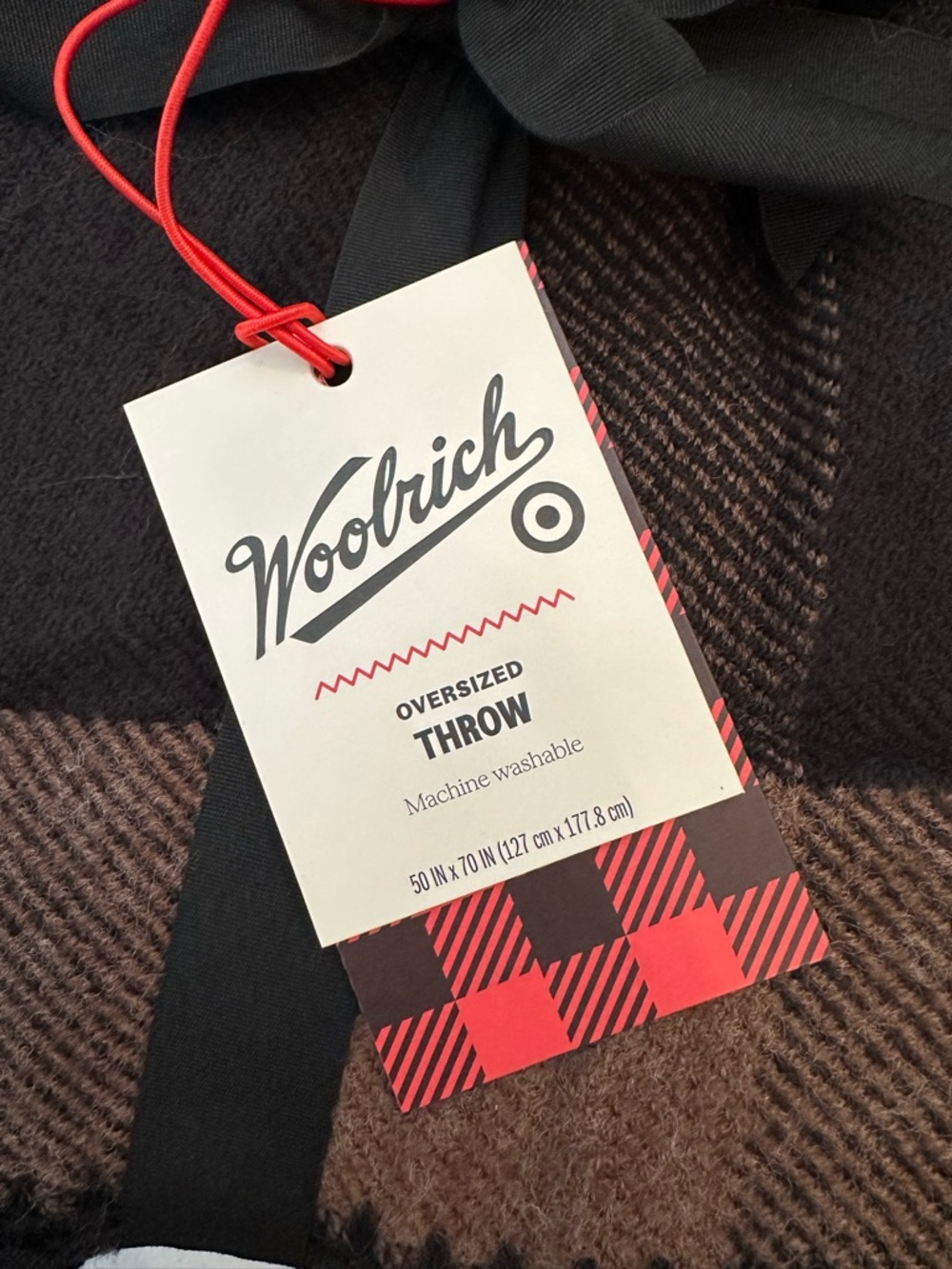 Woolrich Oversized Plaid Throw - Brown & Black - Picture 3 of 8